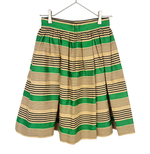 画像をギャラリービューアに読み込む, 【中古】ドルチェ＆ガッバーナ Dolce &amp; Gabbana スカート ボーダー リネン混 グリーン ベージュ 38 i1008n00218
