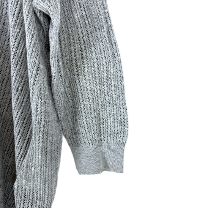 【中古】セオリーリュクス Theory luxe カギ編みリネンニット 七分袖 透け感　ライトグレー i0818n0134