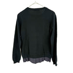 将图片加载到图库查看器，【中古】ヨーコチャン YOKO CHAN クルーネックニット 裾フリル 切り替え ブラック ネイビー 黒 紺 i0703n02410
