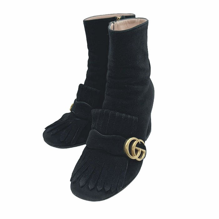 中古】グッチ GUCCI GGマーモント ショートブーツ ブラック GG金具