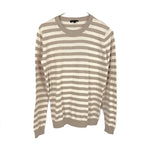 将图片加载到图库查看器，【中古】セオリー Theory ボーダーニット クルーネック コットン カシミヤ 薄手 アイボリー ベージュ i0703n0114
