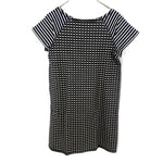 将图片加载到图库查看器，【中古】アオイ aoi 半袖チュニック ワンピース チェック ボーダー マルチ柄 タグ付き ブラック ホワイト i0515n0133
