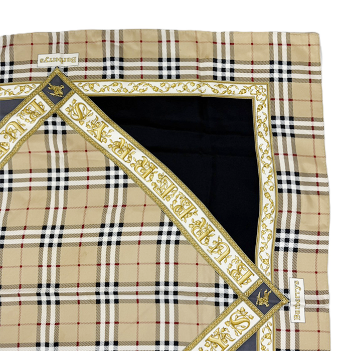 【中古】Burberrys バーバリーズ シルク スカーフ ベージュ ノバチェック 大判 シルク i0907oq02250