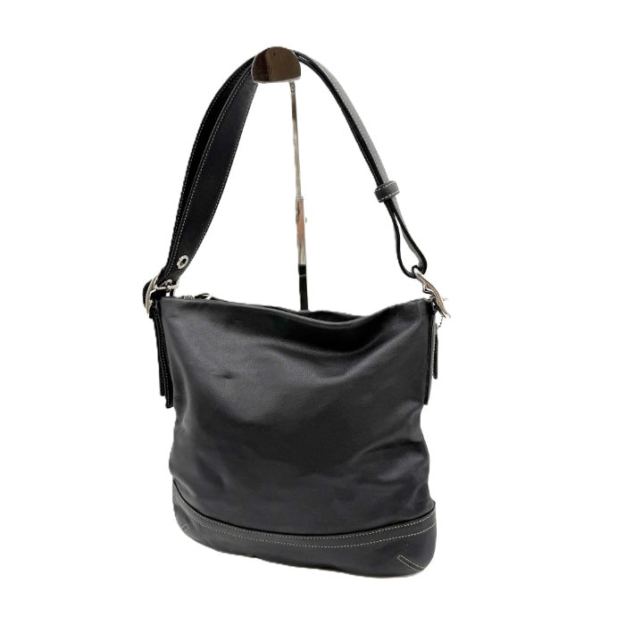 【中古】コーチ COACH ワンショルダーバッグ レザー タッセル付き ステッチ おしゃれ ブラック 黒 i0731wq02310