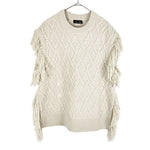 画像をギャラリービューアに読み込む, 【中古】Drawer ドゥロワー カシミヤ100% フリンジニット ベスト ホワイト ケーブルニット j0128n00160
