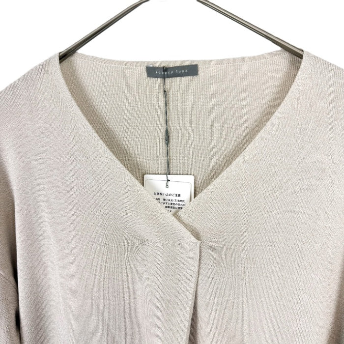 【中古】セオリーリュクス Theory luxe Vネック半袖ニット サマーニット 薄手 落ち感 ライトベージュ i0807n0148