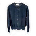 将图片加载到图库查看器，【中古】ノーリーズソフィー NOLLEY&#39;S sophi クルーネックカーディガン シンプル 薄手 透け感 ネイビー 紺 i0417m0033
