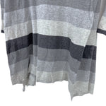 将图片加载到图库查看器，【中古】スリードッツ three dots フードカーディガン 太ボーダー ボタンレス グレー ダークグレー i0807n0203
