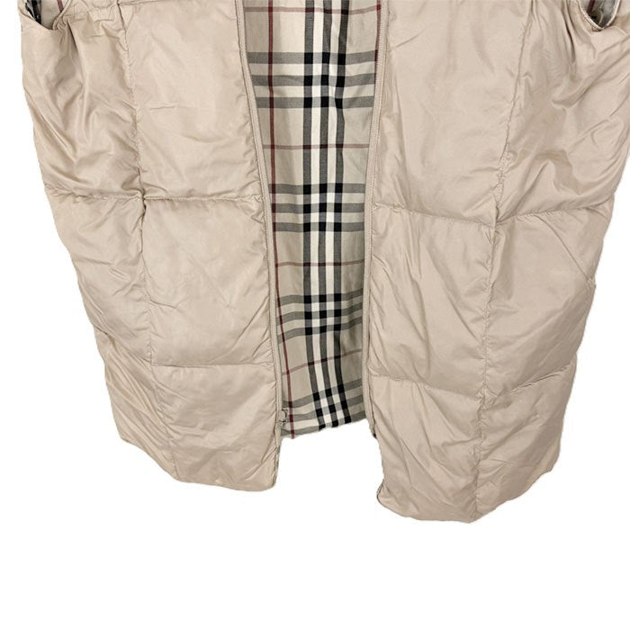 【中古】BURBERRY バーバリー ダウンベスト ベージュ系 ノバチェック 裏地 チェック柄 中綿 ベスト i0410wq00518
