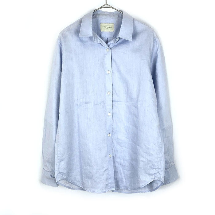【中古】ユナイテッドアローズ UNITED ARROWS リネンシャツ 麻 シンプル ライトブルー 水色 g1109n010