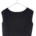 将图片加载到图库查看器，【中古】エポカ EPOCA ノースリーブニット デザイン編み ダイヤチェック ブラック 黒 i0818n0164
