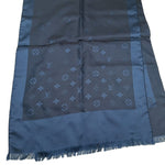 画像をギャラリービューアに読み込む, 【中古】ルイヴィトン LOUIS VUITTON シルクスカーフ モノグラム 光沢 上品 ネイビー 紺 i0710lq003187
