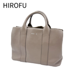 画像をギャラリービューアに読み込む, 【中古】ヒロフ HIROFU Hロゴ レザー ハンドバッグ グレージュ シボ革 トートバッグ j0417aq01170
