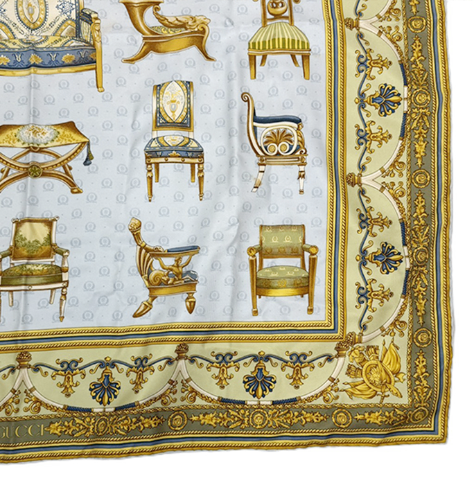 【中古】GUCCI グッチ スカーフ シルク100％ チェア柄 イス ヴィンテージ i0907oq01750