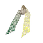 将图片加载到图库查看器，【中古】フルラ FURLA スカーフ スリム ミニ ツイリー 総柄 グラデーション ベージュ グリーン イエロー i0710lq0020
