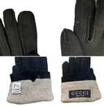 Load image into Gallery viewer, 【中古】グッチ GUCCI 手袋 ホースビット レザー スエード調 ゴールド金具 ブラック サイズ7 1/2 i1207oq01560

