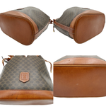 将图片加载到图库查看器，【中古】CELINE セリーヌ ショルダーバッグ 巾着バッグ マカダム柄 ブラウン系 レザー×PVC i0922lq01260
