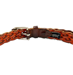 画像をギャラリービューアに読み込む, 【中古】ANGLO レザーベルト 編込み メッシュベルト ブラウン i0731wq0061
