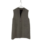 将图片加载到图库查看器，【中古】Drawer ドゥロワー ノーカラーロングジレ ブラウン ベスト ウール混 シンプル 上品 大人コーデ i0818o00235
