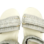 画像をギャラリービューアに読み込む, 【中古】スイコック suicoke 厚底サンダル Drawer別注 ツイード ストラップ ラメ糸 アイボリー 白系 i0722h00160
