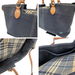 将图片加载到图库查看器，【中古】バーバリー BURBERRY トートバッグ 無地 チェック柄 キャンパス生地 インナーバッグ ネイビー ベージュ i0710lq01222
