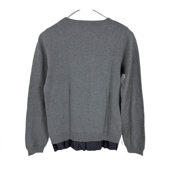 【中古】ヨーコチャン YOKO CHAN クルーネックニット 裾フリル 切り替え グレー ネイビー 紺 i0703n02312