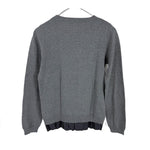 将图片加载到图库查看器，【中古】ヨーコチャン YOKO CHAN クルーネックニット 裾フリル 切り替え グレー ネイビー 紺 i0703n02312
