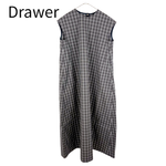 画像をギャラリービューアに読み込む, 【中古】Drawer ドゥロワー チェック ワンピース グレー 36 コットン ロングワンピース j0302y00442
