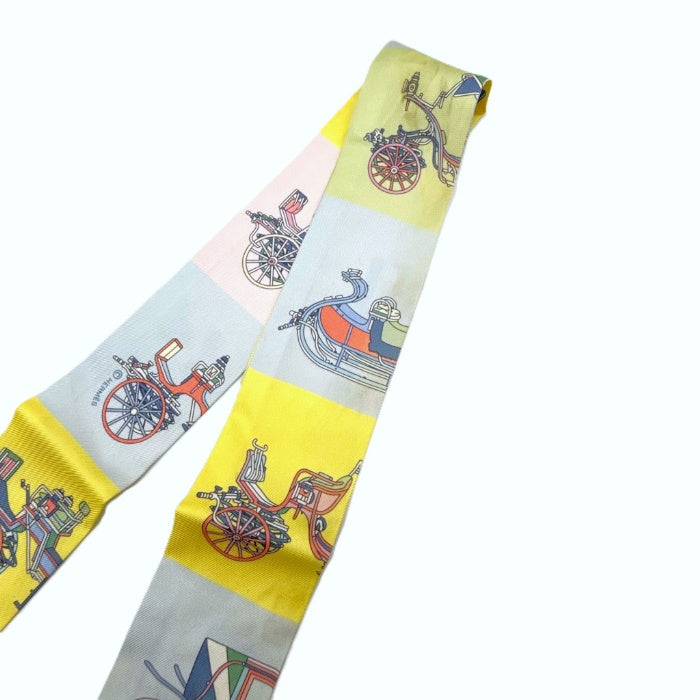 【中古】エルメス HERMES ツイリー スカーフ スリム 馬車 パステルカラー 可愛い マルチカラー i0515lq012104