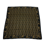 Load image into Gallery viewer, 【中古】フェンディ FENDI ズッカ柄 ハンカチ スカーフ ブラック ブラウン ロゴ 総柄 j0405oq02025
