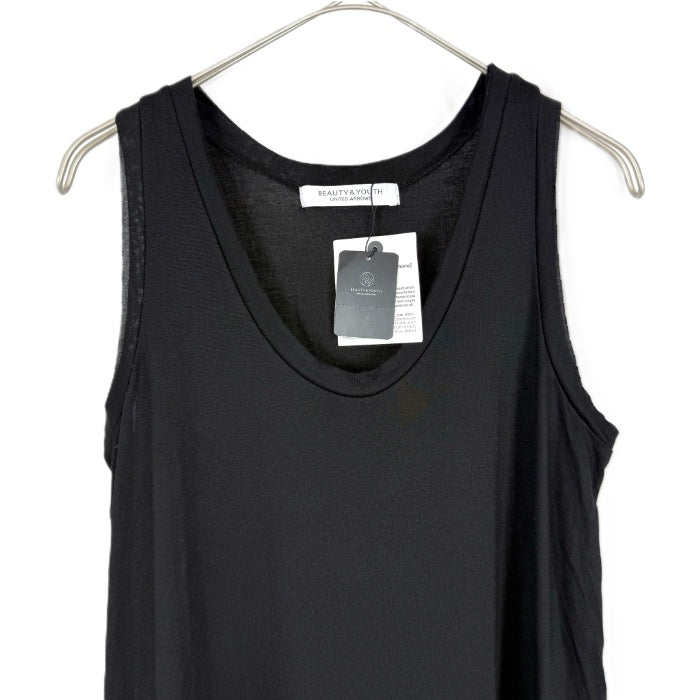【中古】ビューティーアンドユース BEAUTY&YOUTH ロングワンピース ノースリーブ 透け感 ブラック 黒 i0805k0055