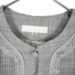 画像をギャラリービューアに読み込む, 【中古】VOUS ETES ヴゼット フリンジツイード ジャケット ノーカラー シルバー グレー フォーマル セレモニー 卒業式 入学式 i0515n0033
