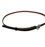Load image into Gallery viewer, 【中古】GUCCI グッチ 細ベルト レザー ブラック ゴールド GGバックル レディース j0618lq00855

