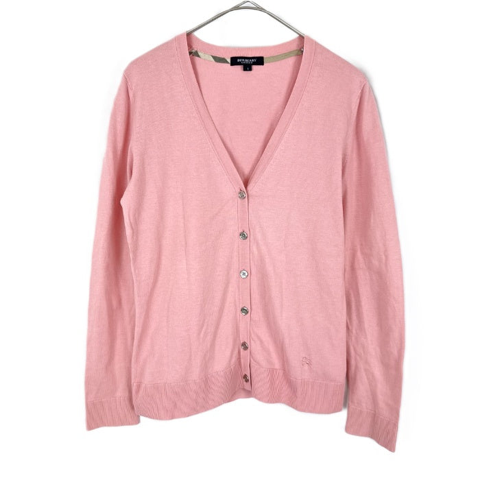 【中古】バーバリー BURBERRY アンサンブルニット 半袖 カーディガン セット コットン くすみピンク i0606aq01520