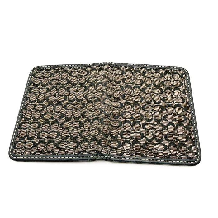 【中古】COACH コーチ シグネチャー キャンバス×レザー 二つ折りパスケース カードホルダー i0810oq0113