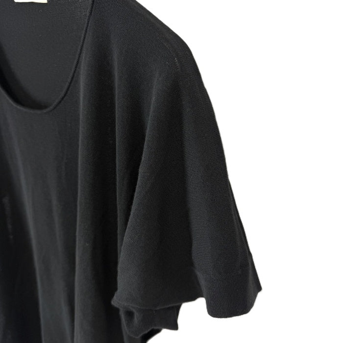 【中古】デプレ DES PRES 半袖ニット ラウンドネック 透け感 コットン シンプル ブラック 黒 i0818n0204