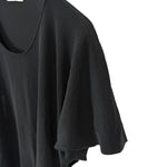 将图片加载到图库查看器，【中古】デプレ DES PRES 半袖ニット ラウンドネック 透け感 コットン シンプル ブラック 黒 i0818n0204
