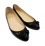 画像をギャラリービューアに読み込む, 【中古】クリスチャンルブタン Christian Louboutin フラットシューズ パンプス 黒 ブラック リボン エナメル j0818h00216
