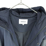 画像をギャラリービューアに読み込む, 【中古】ENFOLD エンフォルド 中綿ダウンコート ネイビー×グレー 36 異素材切替 フード付き i1226t00635
