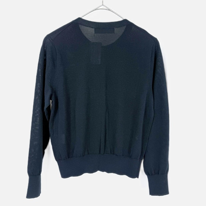【中古】ノーリーズソフィー NOLLEY'S sophi クルーネックカーディガン シンプル 薄手 透け感 ネイビー 紺 i0417m0033