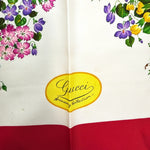 将图片加载到图库查看器，【中古】グッチ GUCCI スカーフ 花束柄 バイカラー 可愛い 小花 カラフル オフホワイト ダークピンク i0727tq02410
