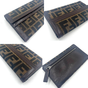 【中古】フェンディ FENDI 長財布 二つ折り ズッカ ロゴ柄 ブラウン ダークブラウン h0924rq00536