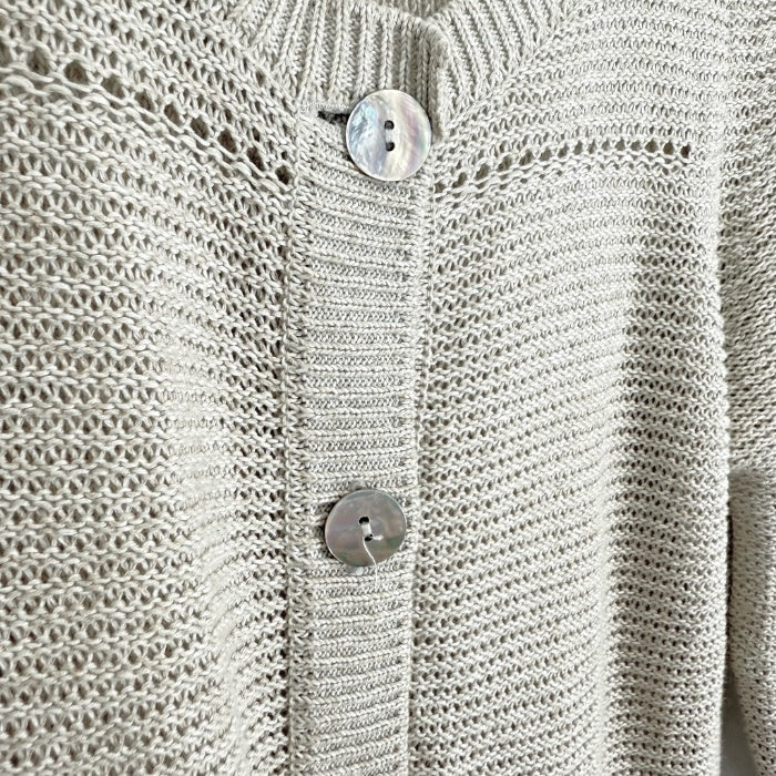 【中古】ノーリーズ NOLLEY'S ロングカーディガン 七分袖 ざっくり編み 透け感 生成り ベージュ系 i0213n0113