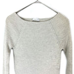 将图片加载到图库查看器，【中古】エストネーション ESTNATION 細リブニット ボートネック ウール 柔らか ライトグレージュ系 h1226wq01216
