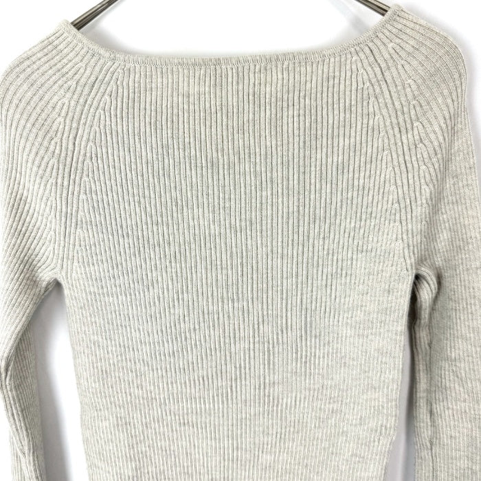 【中古】エストネーション ESTNATION 細リブニット ボートネック ウール 柔らか ライトグレージュ系 h1226wq01216