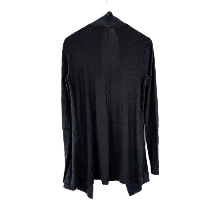 【中古】スリードッツ three dots カーディガン ボタンレス 羽織り コットン ロング ブラック 黒 i0818n0103