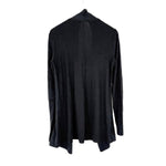 将图片加载到图库查看器，【中古】スリードッツ three dots カーディガン ボタンレス 羽織り コットン ロング ブラック 黒 i0818n0103
