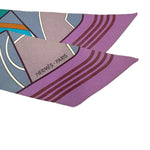 将图片加载到图库查看器，【中古】エルメス HERMES ツイリー スカーフ スリム 幾何学模様 ブルー パープル グリーン 茶 i0627aq003104
