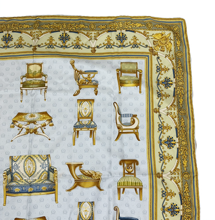 【中古】GUCCI グッチ スカーフ シルク100％ チェア柄 イス ヴィンテージ i0907oq01750