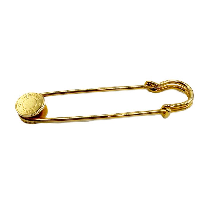 【中古】エルメス HERMES ピンブローチ セリエ 安全ピン ゴールド金具 アクセサリー i0810oq02292